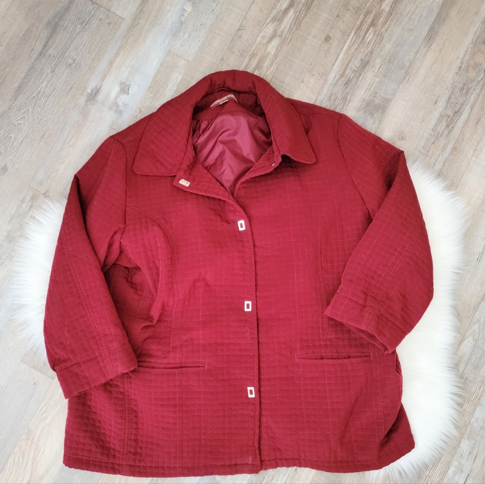 Tudor Court by Haband Red Quilted Snap Button Jacket Size 2X - Picture 14 of 14